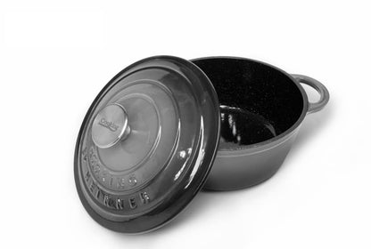 Cratita din fonta emailata cu capac, 24x11.5cm, capacitate 4l Marble Gray / DCN58631