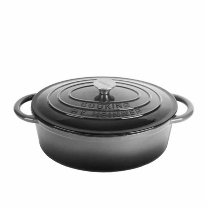 Cratita ovala din fonta emailata cu capac, 37x29x15cm, capacitate 9l Marble Gray / DCN60800