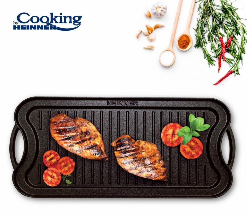 Tava grill/plita, din fonta pura, 51x26x2.5cm HEINNER / DCN65357