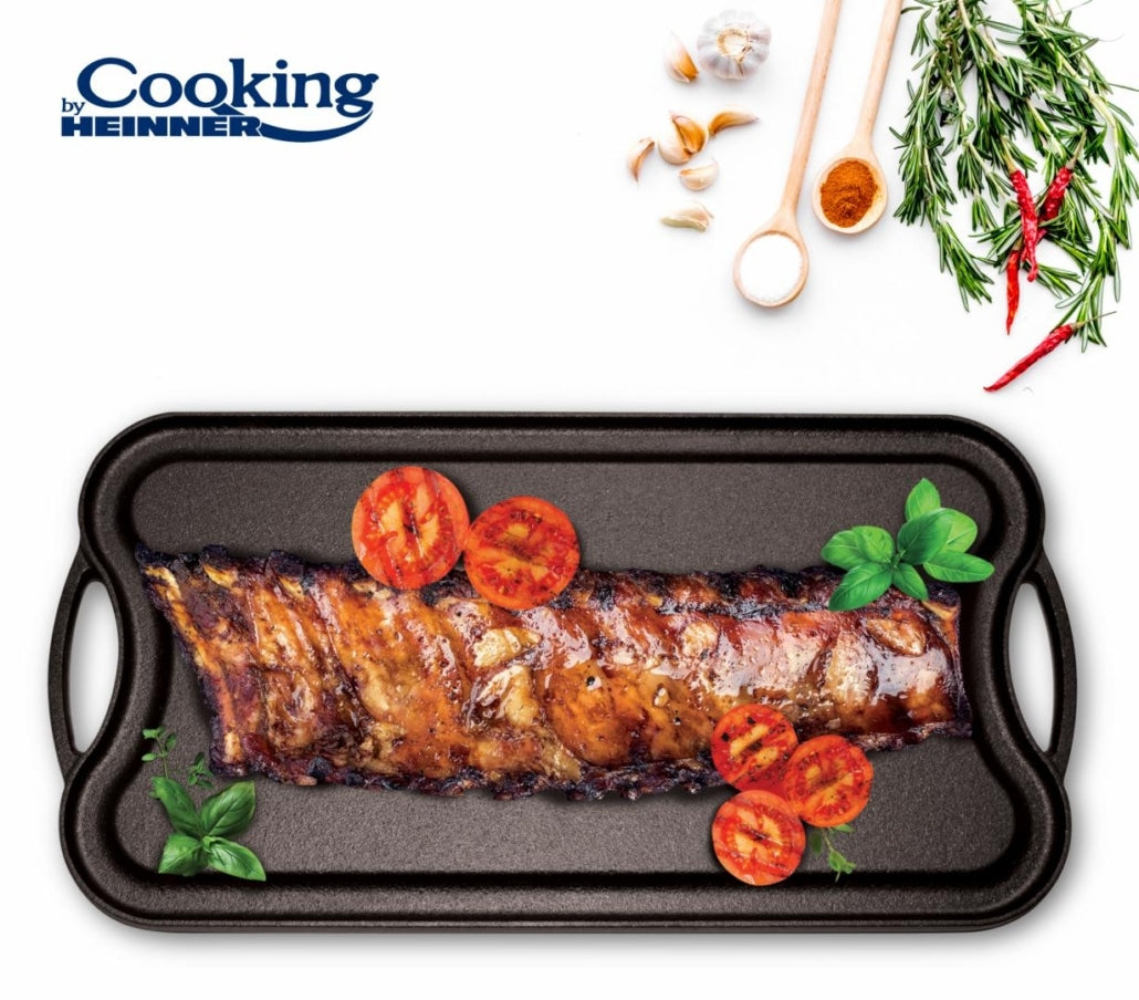 Tava grill/plita, din fonta pura, 51x26x2.5cm HEINNER / DCN65357