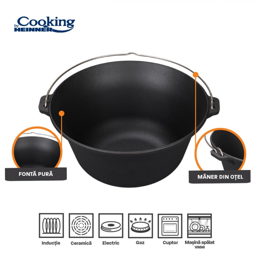 Ceaun din fontă pură, 54x23 cm 30L, Heinner, negru / DCN69906
