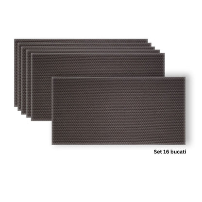 Set 16 panouri decorative din praf de piatra, Naimeed D7346, flexibile, ignifuge, strat protector ceramic, rezistente la razele UV, 120x60x0.2 cm, gri antracit