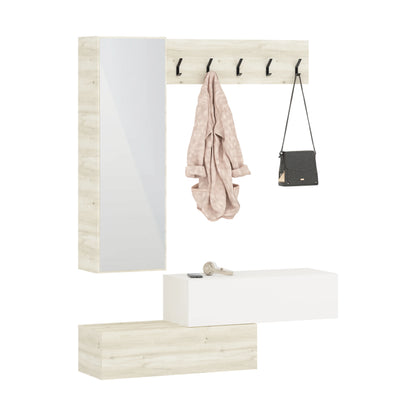 Cuier haaus Diego, Stejar Alb/Alb, 140 x 28 x 180 cm