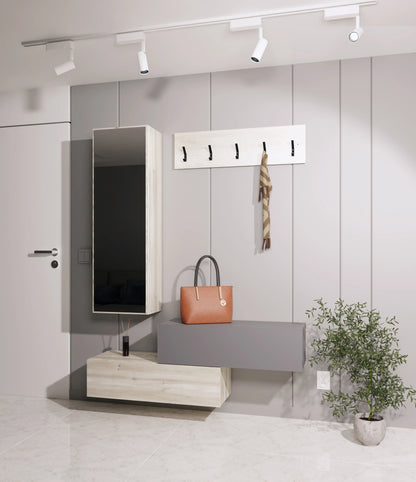 Cuier haaus Diego, Stejar Alb/Antracit, 140 x 28 x 180 cm