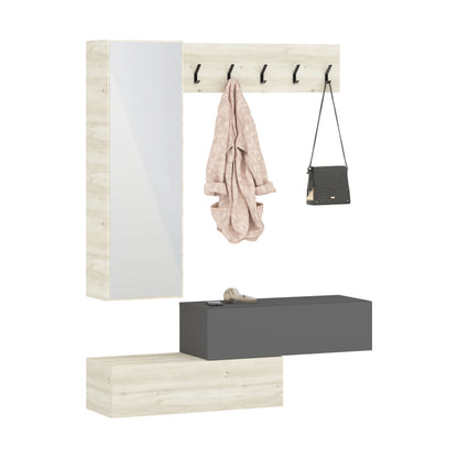 Cuier haaus Diego, Stejar Alb/Antracit, 140 x 28 x 180 cm