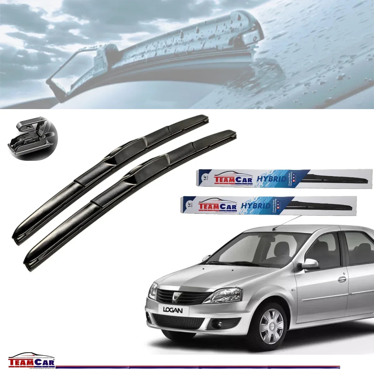 Ștergătoare TeamCar® Dacia Logan I (2004–2012) – Hybrid - Set față - 221.ro