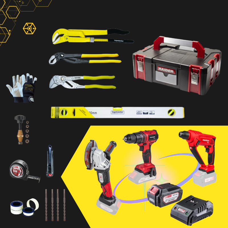 Trusă de Instalator Profesională Raider R20 & Topmaster