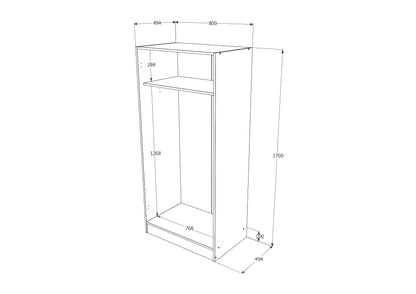 Dulap haaus Remi, 2 Usi, Stejar Bronz, 80 x 51 x 170 cm