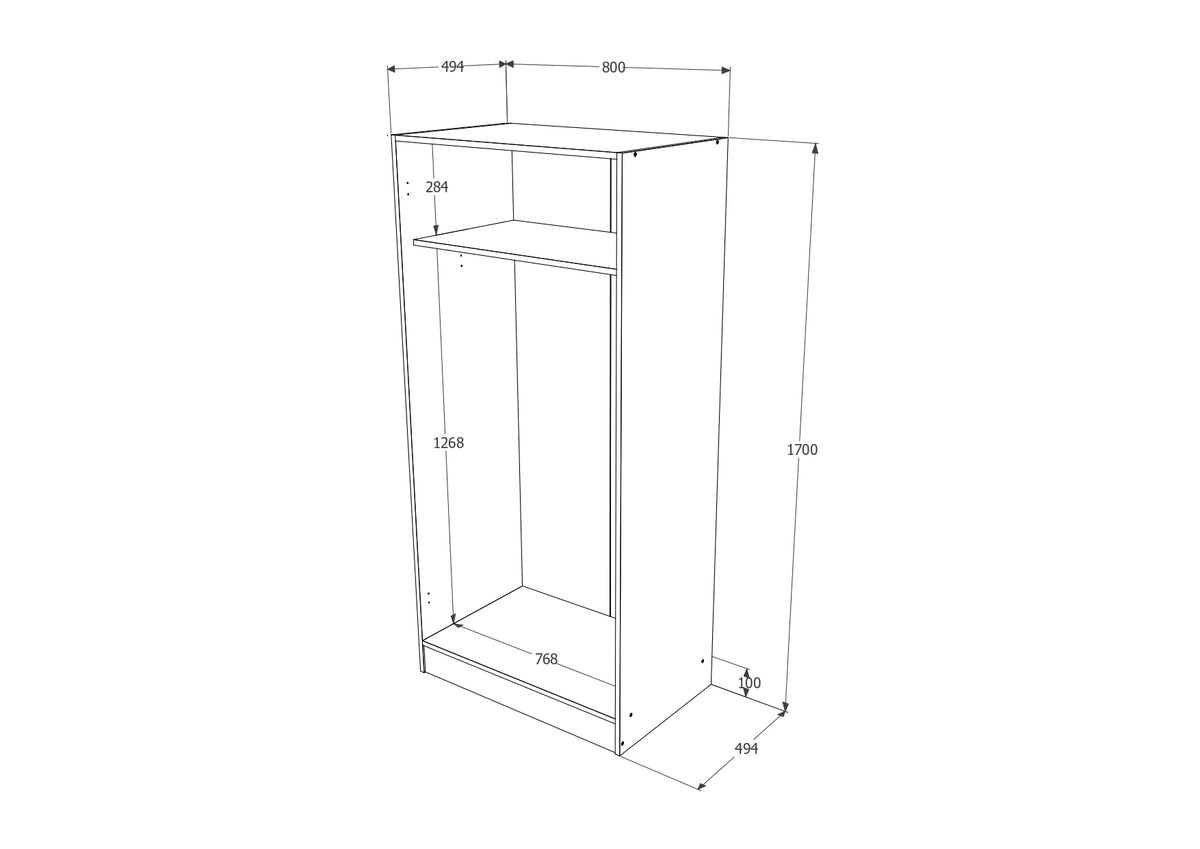 Dulap Remi, 2 Usi, Alb, 80 x 51 x 170 cm