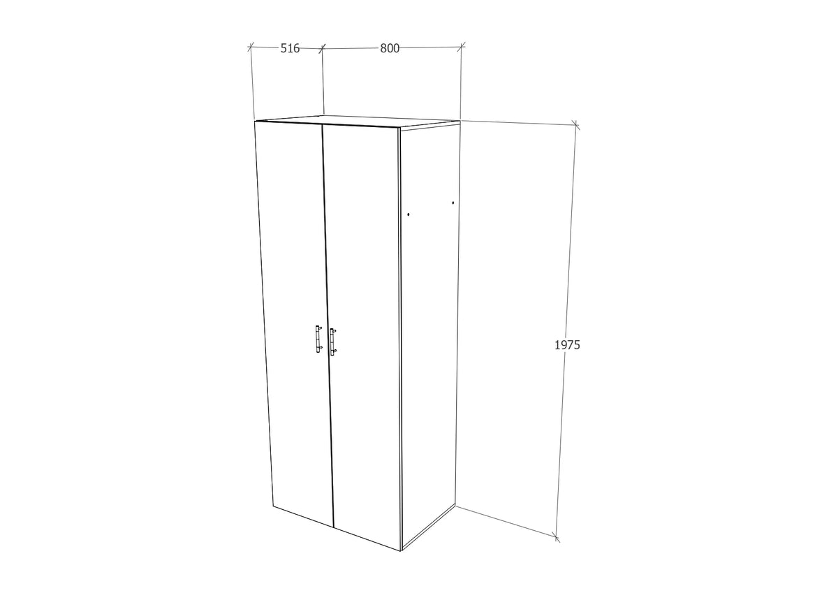 Dulap Nero, 2 Usi, Alb, 80 x 52 x 200 cm