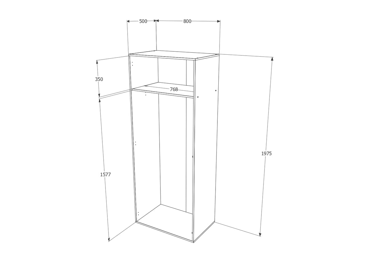 Dulap haaus Nero, 2 Usi, Stejar Sonoma, 80 x 52 x 200 cm