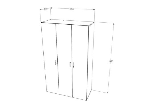 Dulap haaus Nero, 3 Usi, Stejar Sonoma, 120 x 52 x 200 cm