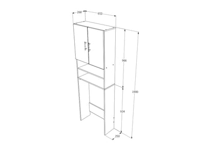 Dulap Masina de Spalat haaus Fyn, Beton/Alb, 65 x 27 x 190 cm