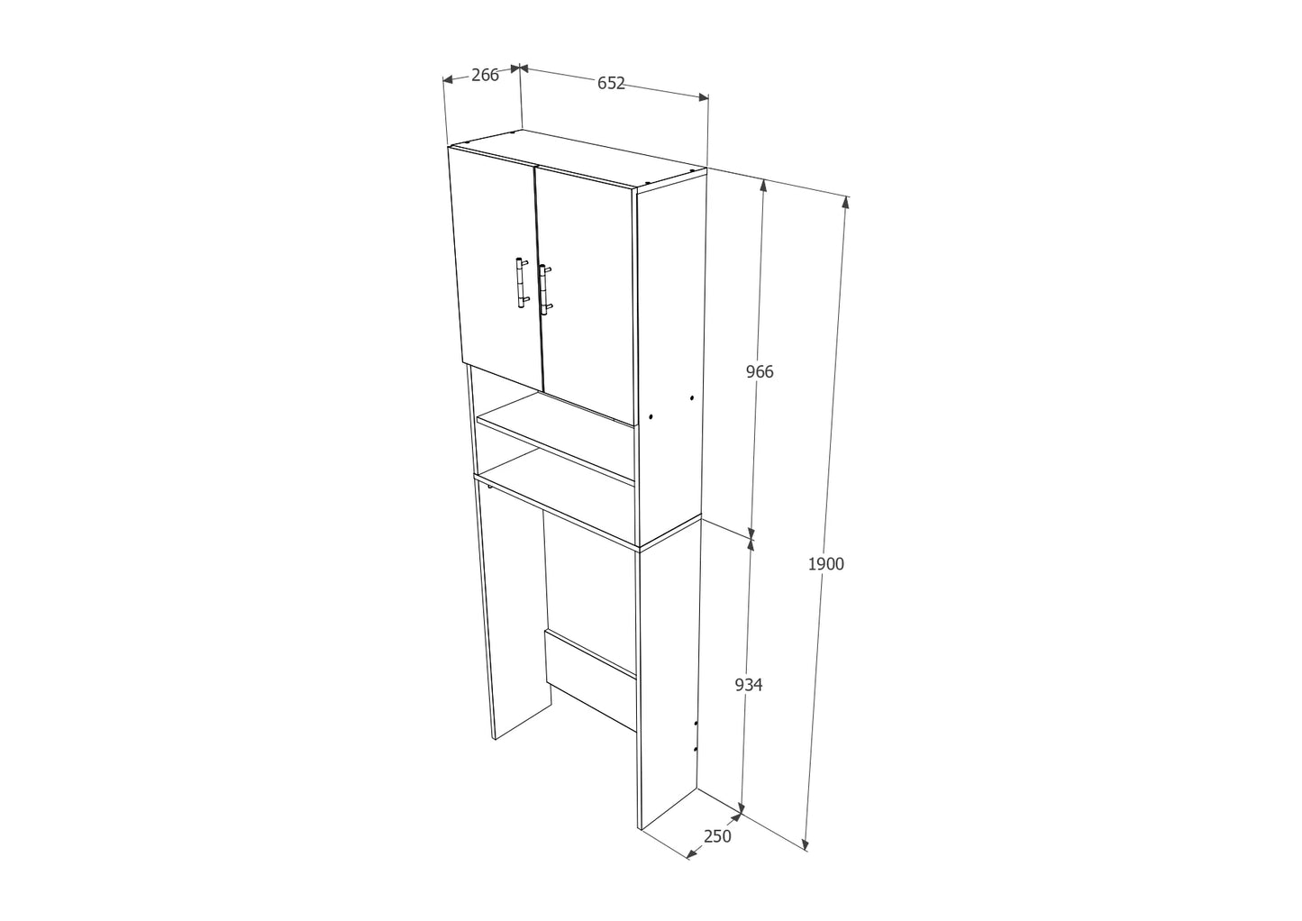 Dulap Masina de Spalat haaus Fyn, Alb, 65 x 27 x 190 cm