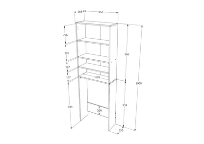 Dulap Masina de Spalat haaus Fyn, Alb, 65 x 27 x 190 cm