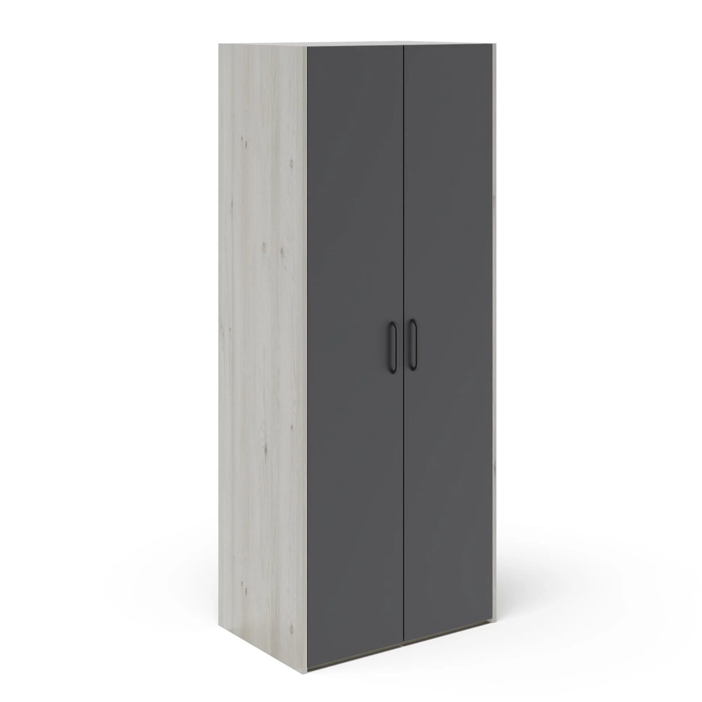 Dulap haaus Malmo, 2 Usi, cu polite, Stejar Alb/Antracit, 81 x 52 x 200 cm