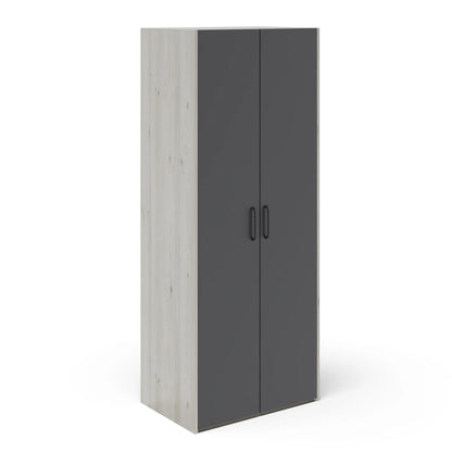 Dulap haaus Malmo, 2 Usi, cu polite, Stejar Alb/Antracit, 81 x 52 x 200 cm