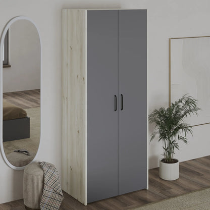 Dulap haaus Malmo, 2 Usi, Stejar Alb/Antracit, 81 x 52 x 200 cm