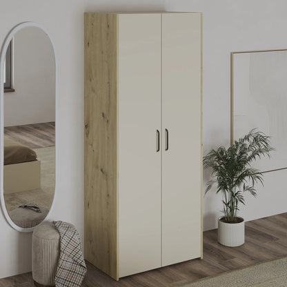 Dulap haaus Malmo, 2 Usi, Stejar Artisan/Argila, 81 x 52 x 200 cm
