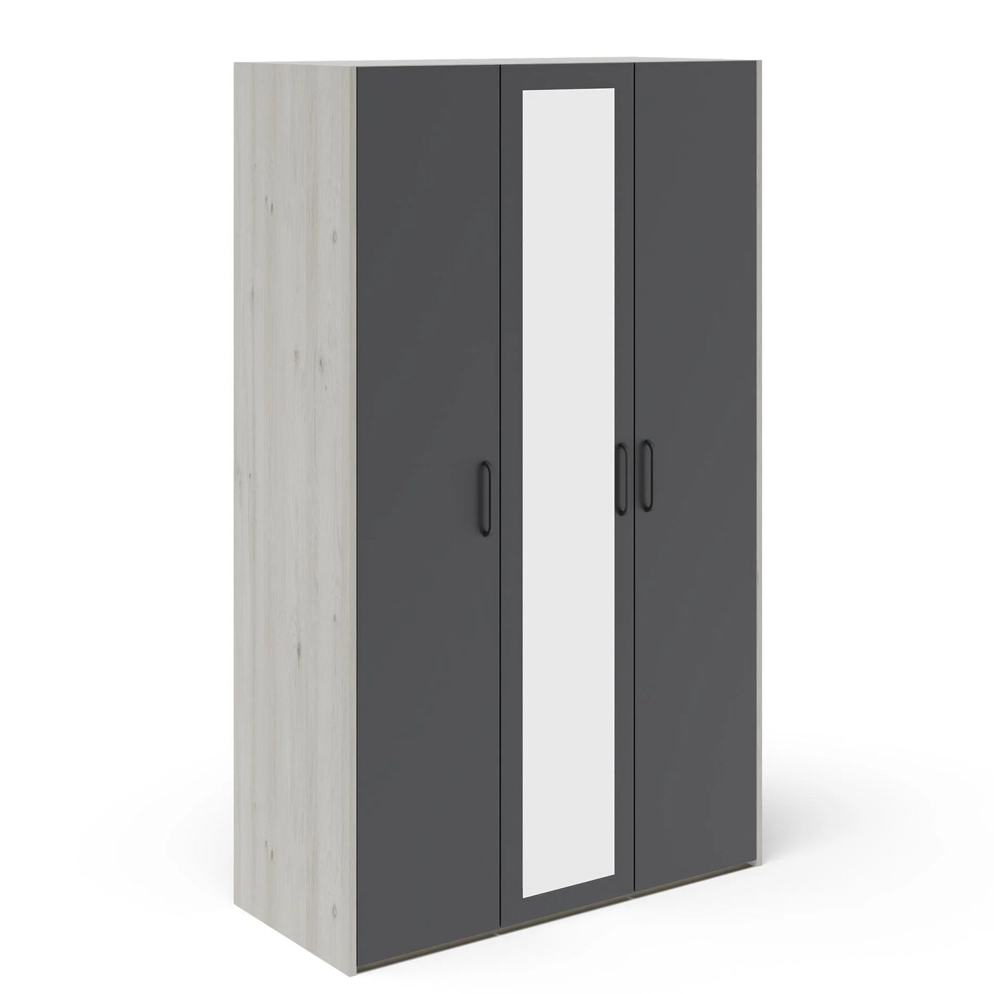 Dulap haaus Malmo, 3 Usi, Stejar Alb/Antracit, 120 x 52 x 200 cm