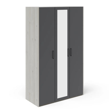 Dulap haaus Malmo, 3 Usi, Stejar Alb/Antracit, 120 x 52 x 200 cm