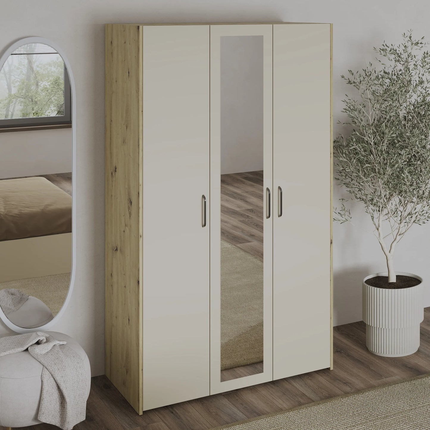 Dulap haaus Malmo, 3 Usi, Stejar Artisan/Argila, 120 x 52 x 200 cm