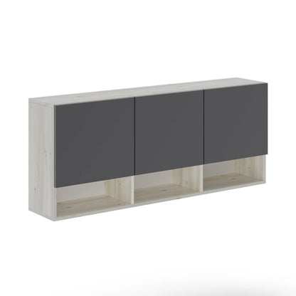 Dulap suspendat haaus Malmo, 3 Usi, Stejar Alb/Antracit, 144 x 27 x 60 cm