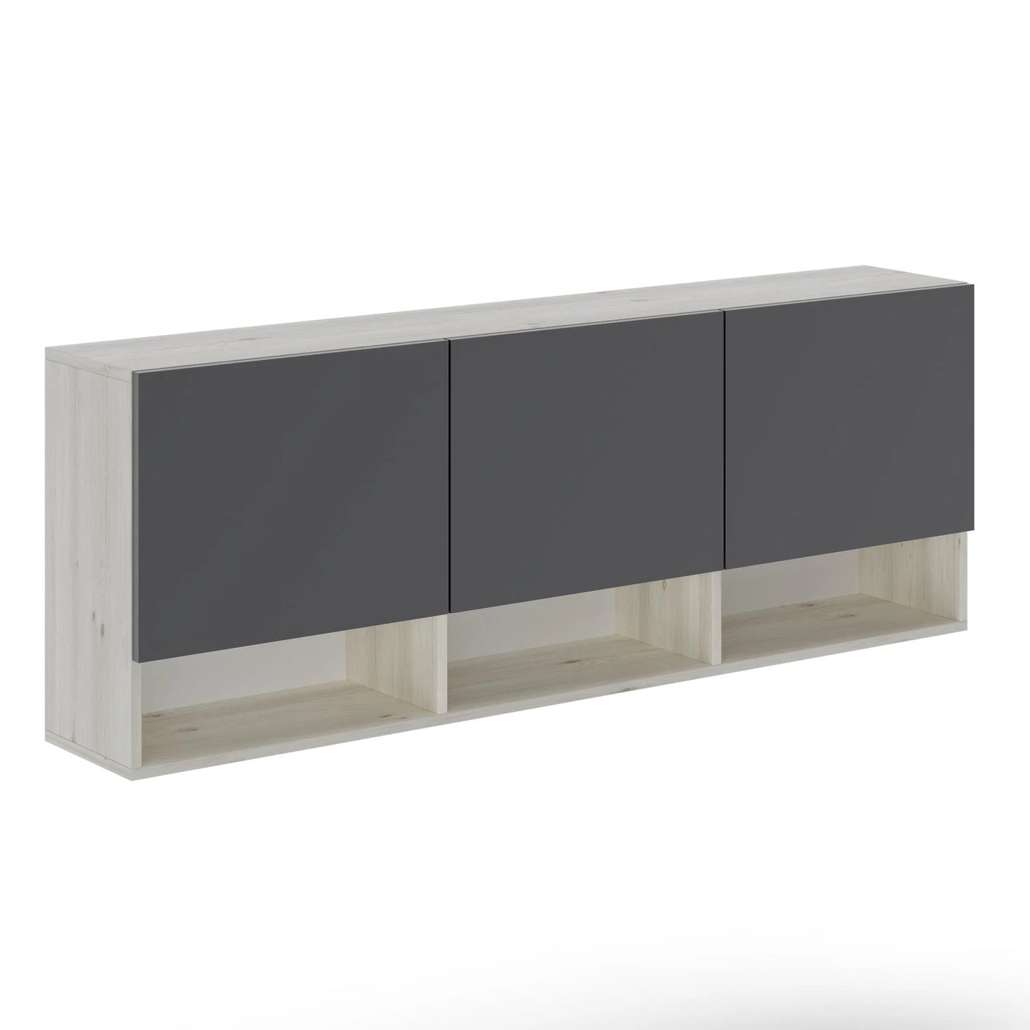 Dulap suspendat haaus Malmo, 3 Usi, Stejar Alb/Antracit, 164 x 27 x 60 cm