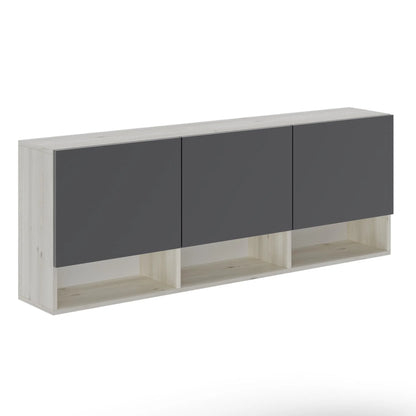 Dulap suspendat haaus Malmo, 3 Usi, Stejar Alb/Antracit, 164 x 27 x 60 cm