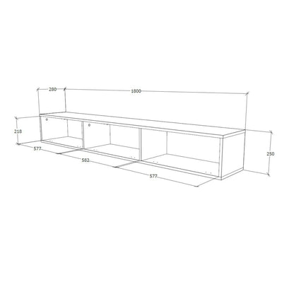 Comoda TV haaus Elba, Alb, 180 x 30 x 25 cm