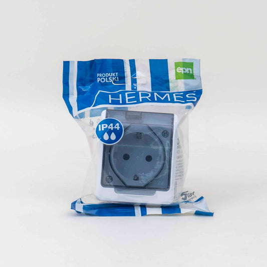 Priza simpla cu capac transparent HERMES, 16A/250, IP44 / ELPL-0324-01