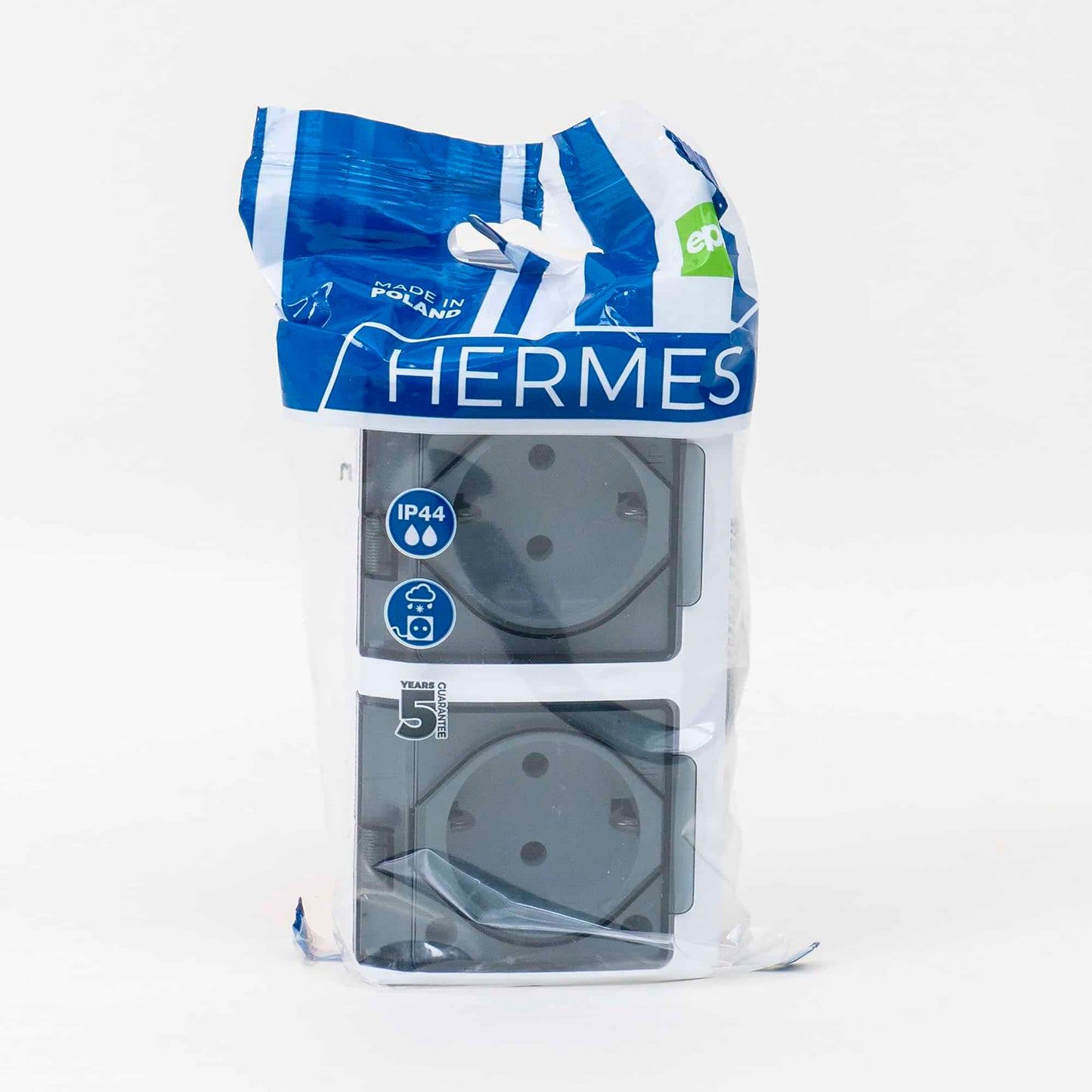 Priza dubla cu capac transparent HERMES, 16A/250, IP44 / ELPL-0325-01