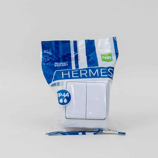Intrerupator dublu HERMES, alb 10A/250V, IP44/ ELPL-0332-02