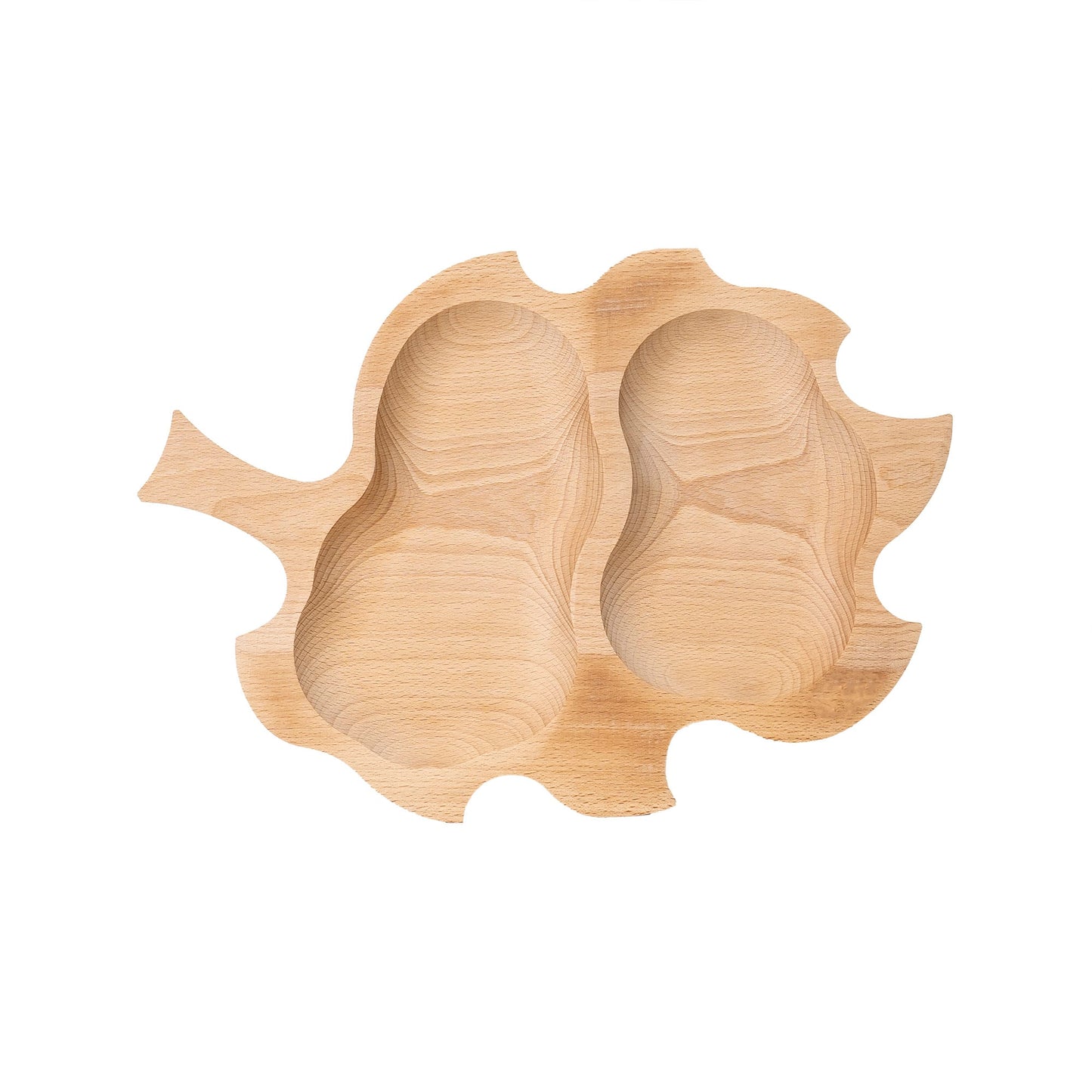 Platou pentru servire, din lemn de fag, in forma de frunza mica 37x27x2cm / EXT 10103