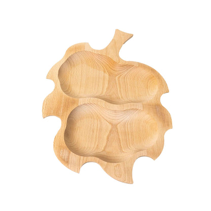 Platou pentru servire, din lemn de fag, in forma de frunza mica 37x27x2cm / EXT 10103