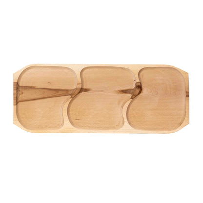Platou lemn cu 3 compartimente 65x26x2.5cm / EXT 10157