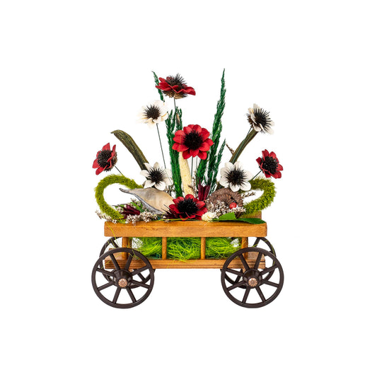Aranjament caruta din lemn cu flori / EXT 10160