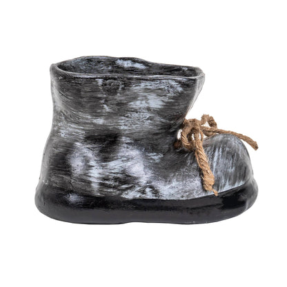 Decoratiune pentru gradina, din ceramica, bocanc mic cu suport pentru flori, inaltime 15cm, lungime 22cm / EXT 10205