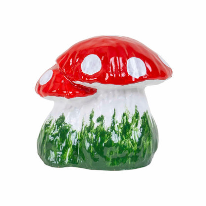 Ciuperca decorativa pentru gradina, din ceramica, mare plus 2 pui, inaltime 21cm, latime 24cm / EXT 10208