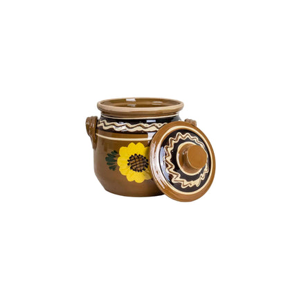 Oala din lut cu capac, diametru 18 cm, capacitate 4l / EXT 10257