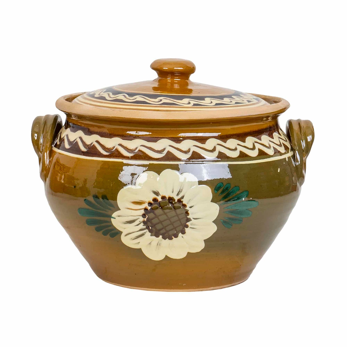 Oala din lut cu capac, diametru 23 cm, capacitate 4l / EXT 10267