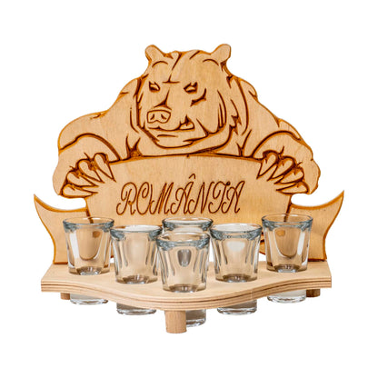 Set 6 pahare Shot cu suport, model urs, 50ml / EXT 10300
