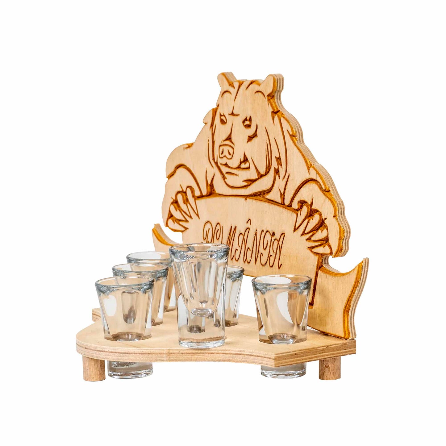 Set 6 pahare Shot cu suport, model urs, 50ml / EXT 10300