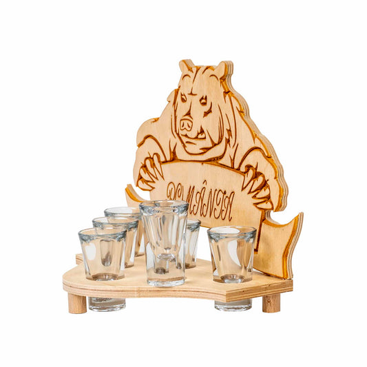 Set 6 pahare Shot cu suport, model urs, 50ml / EXT 10300