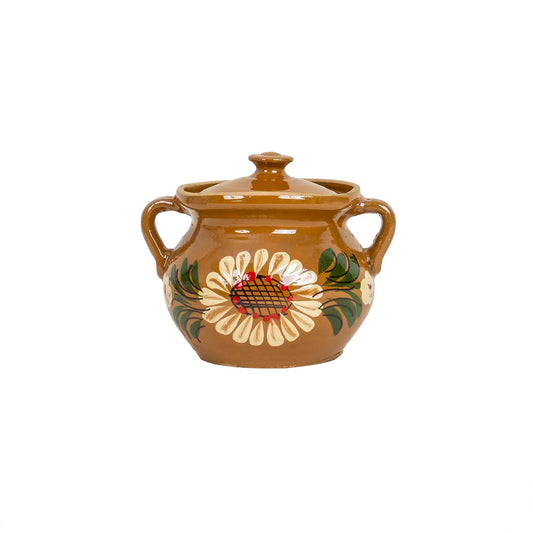 Oala din lut cu capac, diametru 14 cm, capacitate 1l / EXT 10328