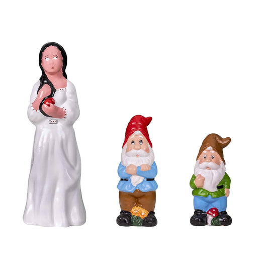 Pachet decor pentru gradina din ceramica, alba ca zapada si 2 x pitic / EXT 10387