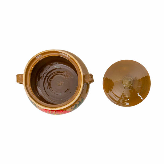 Oala din lut cu capac, diametru 18 cm, capacitate 2l / EXT 10388