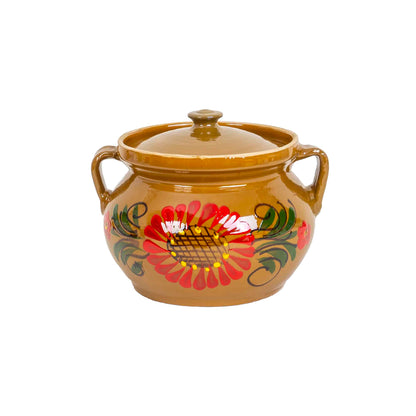 Oala din lut cu capac, diametru 18 cm, capacitate 2l / EXT 10388