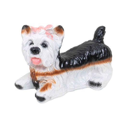 Decoratiune pentru gradina, din ceramica, model catel, inaltime 24cm, lungime 33cm / EXT 10389