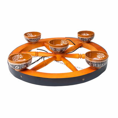 Lustra premium din lemn cu 5 castroane, diametru 59cm, maro Z-TOOLS / EXT 10394